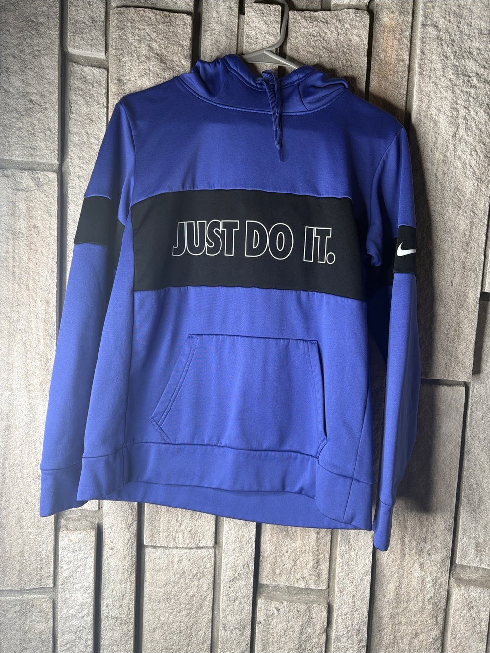 Nike Royal Blue and Black "Just Do It." Pullover Hoodie